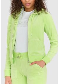Juicy Couture - JUICY COUTURE Klasyczna welurowa rozpinana bluza dresowa damska robertson, Rozmiar S. Kolor: zielony. Materiał: welur, dresówka. Styl: klasyczny #5