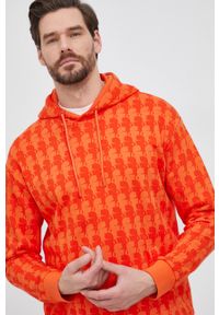 Karl Lagerfeld Bluza męska kolor pomarańczowy z kapturem wzorzysta. Okazja: na co dzień. Typ kołnierza: kaptur. Kolor: pomarańczowy. Materiał: dzianina, materiał. Styl: casual