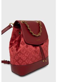 Guess Plecak damski kolor czerwony mały gładki. Kolor: czerwony. Wzór: gładki #4
