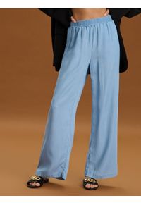 Sinsay - Spodnie wide leg - niebieski. Kolor: niebieski