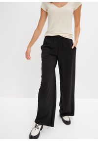bonprix - Spodnie Punto di Roma z gumką w talii. Kolor: czarny. Materiał: materiał #1