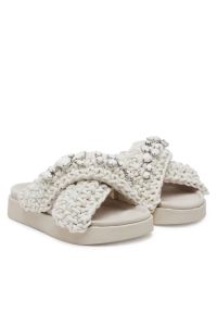 Inuikii - INUIKII WOVEN STONES Klapki damskie. Okazja: na spacer. Kolor: biały. Materiał: materiał, bawełna, skóra. Wzór: paski, aplikacja. Sezon: lato. Styl: klasyczny, elegancki