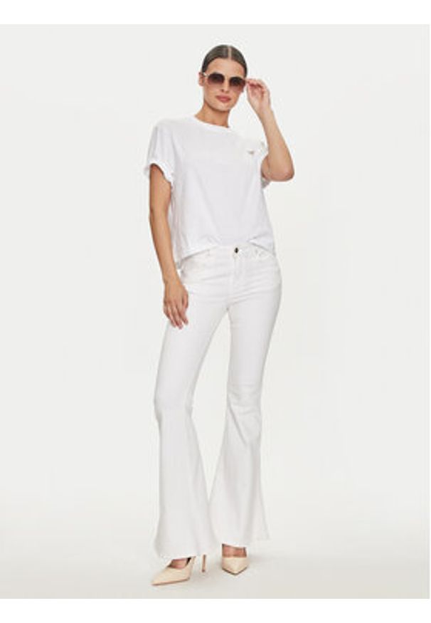 Guess Jeans T-Shirt W4YI05 K8HM0 Biały Regular Fit. Kolor: biały. Materiał: bawełna