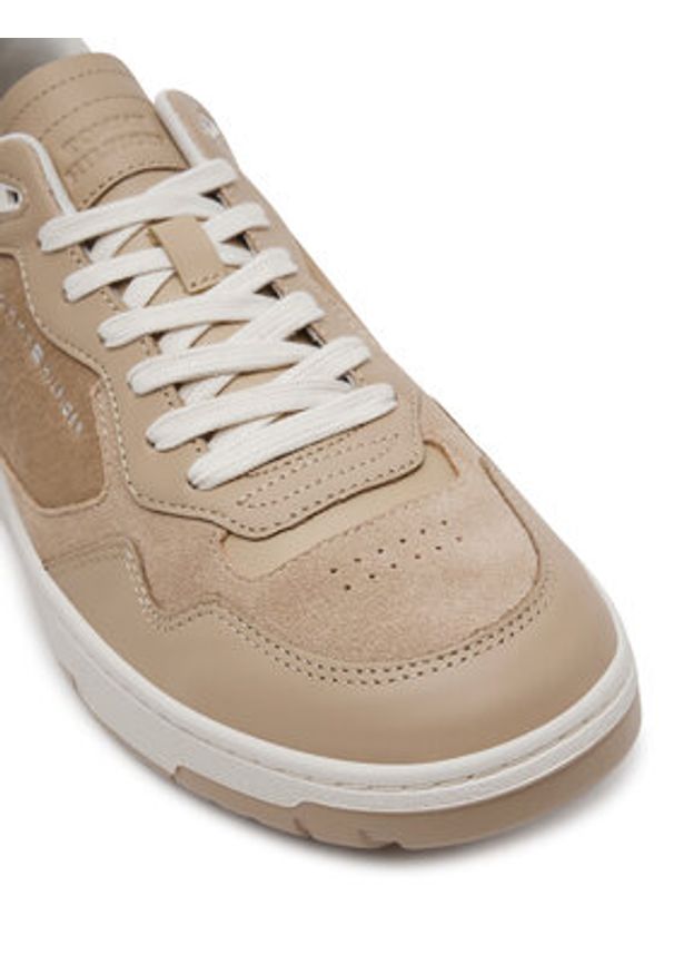 TOMMY HILFIGER - Tommy Hilfiger Sneakersy Th Basket Better Premium Mix FM0FM05417 Beżowy. Kolor: beżowy. Materiał: zamsz, skóra