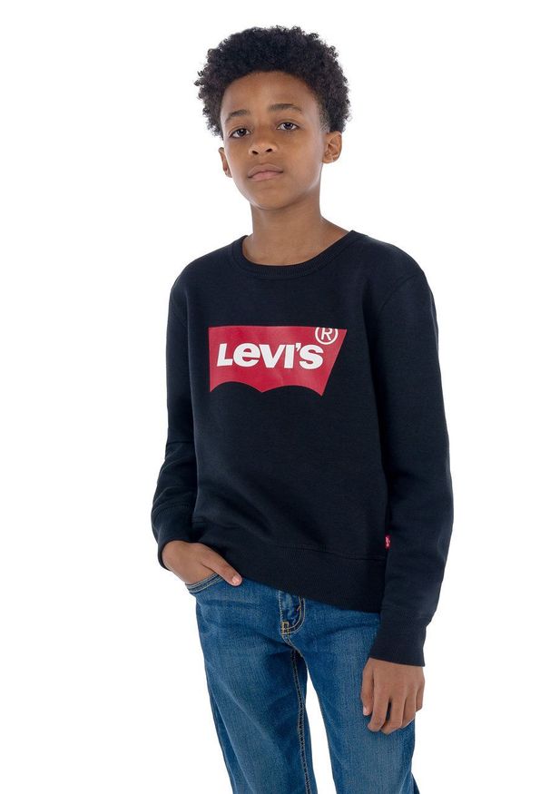 Levi's® - Levi's Bluza dziecięca kolor czarny z nadrukiem. Okazja: na spotkanie biznesowe, na co dzień. Kolor: czarny. Materiał: dzianina. Wzór: nadruk. Styl: casual, biznesowy