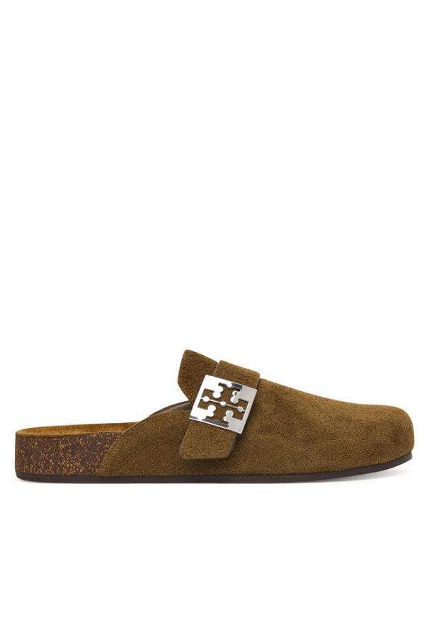 Tory Burch Klapki Mellow Mule 175424 Zielony. Kolor: zielony. Materiał: skóra, zamsz