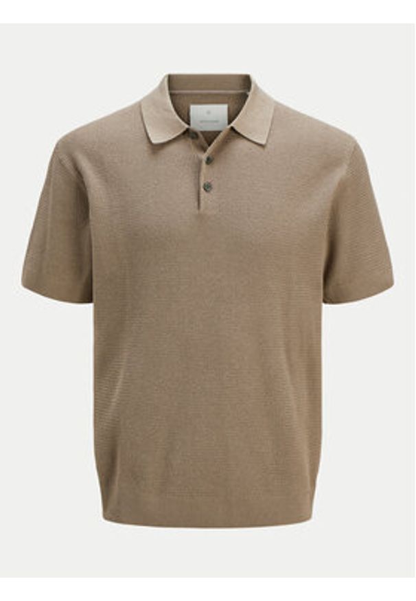 Jack & Jones - Jack&Jones Polo Cooper 12271483 Beżowy Regular Fit. Typ kołnierza: polo. Kolor: beżowy. Materiał: bawełna