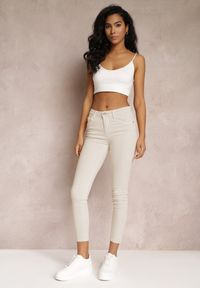 Renee - Beżowe Jeansy Skinny z Efektem Push Up Karinali. Okazja: na co dzień. Kolor: beżowy. Wzór: gładki. Styl: casual #3