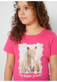 T-shirt dziewczęcy (2 szt.), bawełna organiczna bonprix jasny miętowy - ciemnoróżowy. Kolor: zielony. Materiał: bawełna. Wzór: nadruk #3