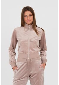 Guess - GUESS Beżowa damska bluza dresowa, Rozmiar S. Typ kołnierza: bez kaptura. Kolor: beżowy. Materiał: dresówka #1