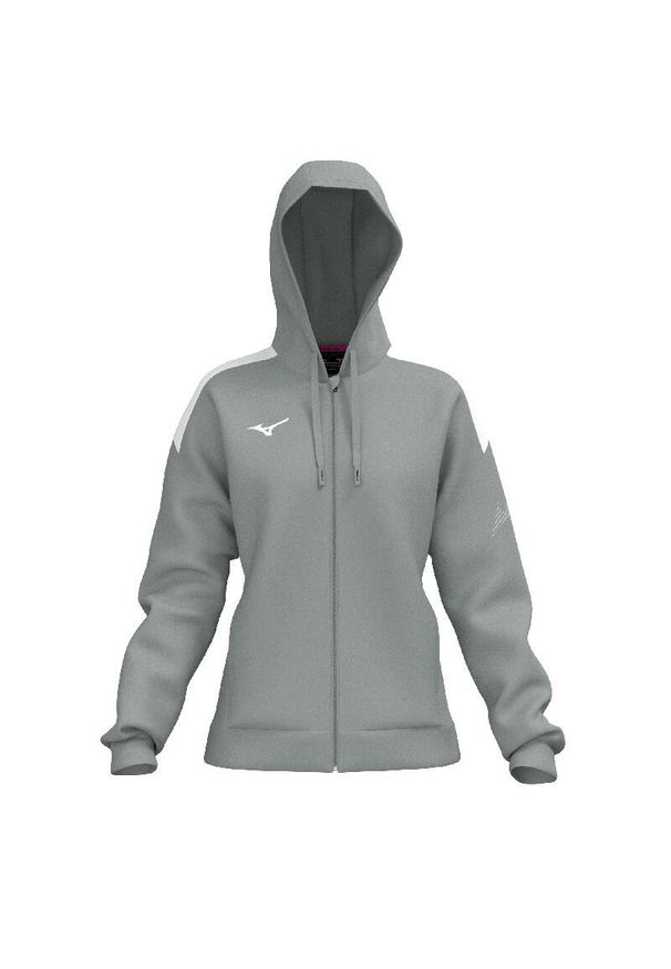 Bluza damska z kapturem Mizuno Team RB Track. Typ kołnierza: kaptur. Kolor: szary. Sport: fitness