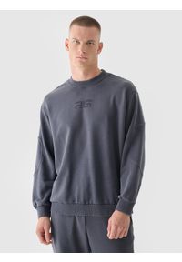 4f - 4F Bluza dresowa oversize bez kaptura męska 4F x Robert Lewandowski - szara XL. Typ kołnierza: bez kaptura. Kolor: szary. Materiał: dresówka. Wzór: gładki, ze splotem, nadruk. Styl: klasyczny #1