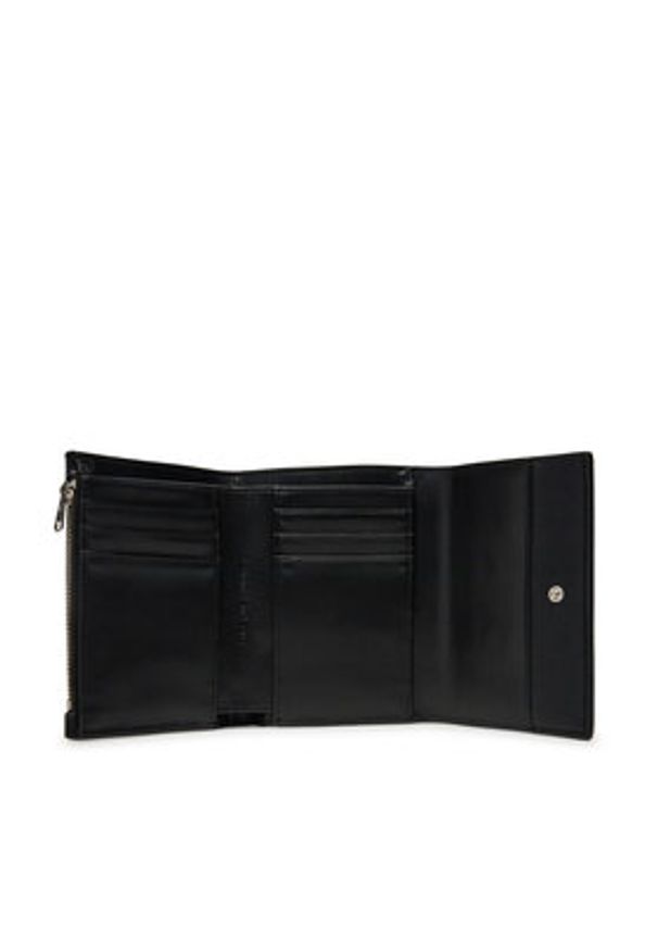 Calvin Klein Jeans Mały Portfel Damski LV04K1078G Czarny. Kolor: czarny. Materiał: skóra