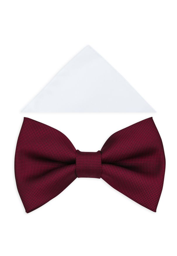 Modini - Bordowa muszka męska w mikrowzór A401. Kolor: czerwony. Materiał: poliester, tkanina. Styl: elegancki