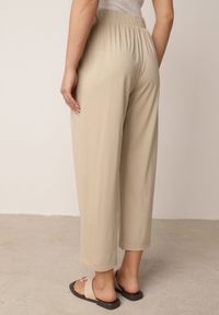 Born2be - Beżowe Spodnie z Eleganckimi Zakładkami i Nogawkami o Długości 3/4 Dorasea. Okazja: do pracy, na co dzień. Kolekcja: plus size. Kolor: beżowy. Styl: elegancki #3