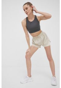 Only Play szorty treningowe damskie kolor beżowy gładkie high waist. Stan: podwyższony. Kolor: beżowy. Materiał: tkanina, materiał, dzianina. Wzór: gładki #4