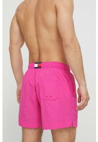 TOMMY HILFIGER - Tommy Hilfiger szorty kąpielowe kolor różowy. Kolor: różowy. Materiał: tkanina, poliamid #4