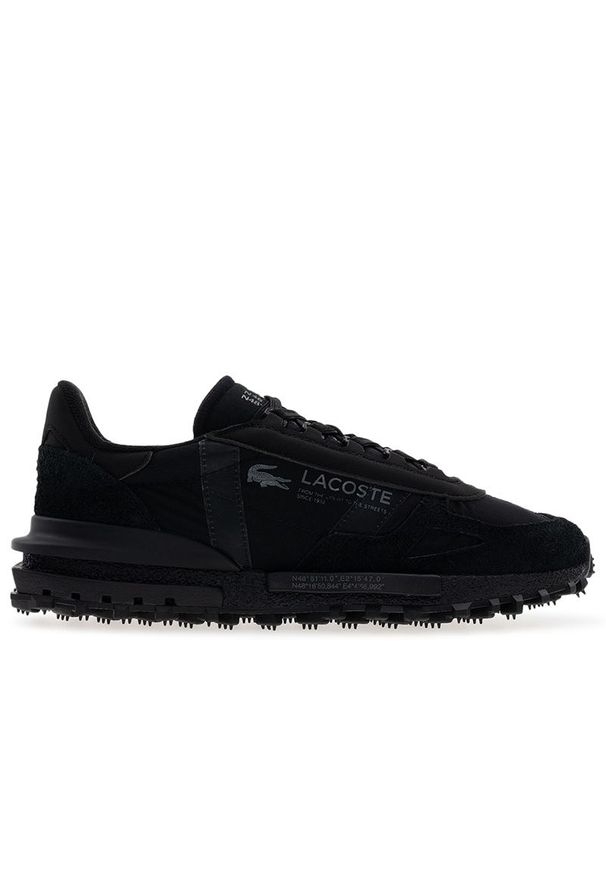 Buty męskie Lacoste Elite Active 750SMA0078-02H - czarne. Zapięcie: sznurówki. Kolor: czarny. Materiał: guma, skóra, zamsz, materiał, syntetyk, nylon. Szerokość cholewki: normalna