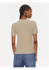 Calvin Klein T-Shirt Modal Rib Ss Tee K20K206404 Beżowy Slim Fit. Kolor: beżowy