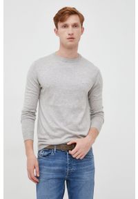 Guess sweter z domieszką wełny męski kolor szary lekki. Kolor: szary. Materiał: wełna. Długość rękawa: długi rękaw. Długość: długie