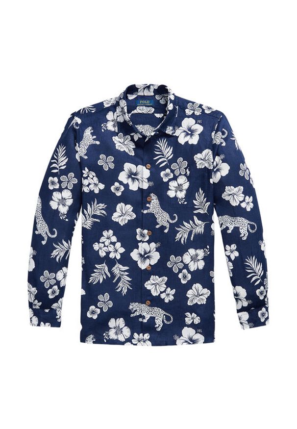 Polo Ralph Lauren Koszula 710B14227001 Granatowy Classic Fit. Typ kołnierza: polo. Kolor: niebieski. Materiał: len