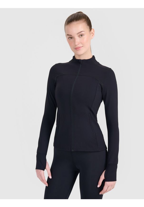 4f - 4F Bluza treningowa slim szybkoschnąca damska - czarna XS. Kolor: czarny