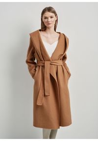 Ochnik - Długi brązowy płaszcz damski oversize. Kolor: brązowy. Materiał: poliester. Długość: długie #3