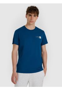 4f - 4F T-shirt regular z nadrukiem męski - turkusowy S. Okazja: na co dzień. Kolor: turkusowy. Materiał: bawełna, materiał, jersey. Długość rękawa: krótki rękaw. Długość: krótkie. Wzór: nadruk. Styl: klasyczny, casual, sportowy #1