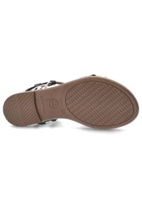 Granatowe Sandały Tamaris Eleganckie Płaskie Buty. Okazja: na co dzień, na spacer. Zapięcie: pasek. Kolor: niebieski. Materiał: skóra. Wzór: paski. Sezon: lato. Styl: elegancki #3
