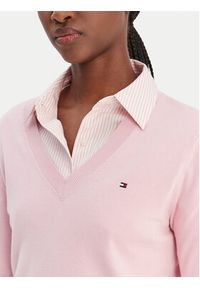 TOMMY HILFIGER - Tommy Hilfiger Sweter WW0WW40098 Różowy Regular Fit. Kolor: różowy. Materiał: bawełna, syntetyk #4