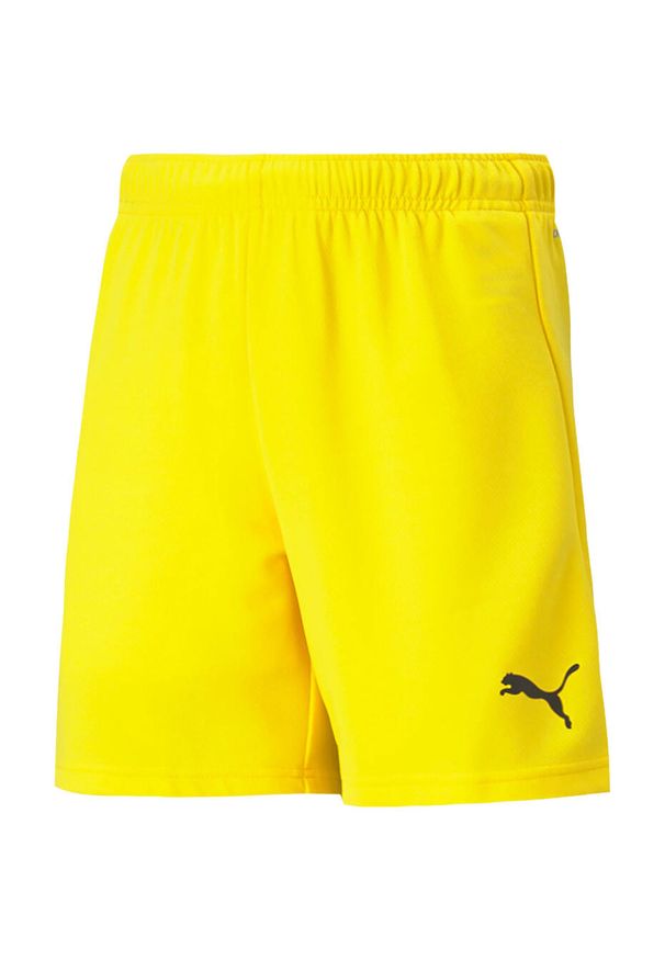 Spodenki piłkarskie dla dzieci Puma teamRISE Short Jr. Kolor: żółty, wielokolorowy, pomarańczowy, czarny