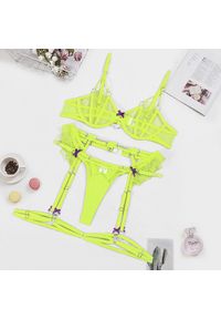 Intica - Komplet bielizny z haftem elegancki i komfortowy Nicholle. Kolor: zielony. Materiał: materiał. Wzór: haft #1