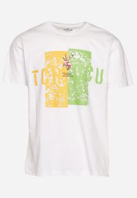 Born2be - Biała Bawełniana Koszulka T-Shirt z Krótkim Rękawem i Ozdobnym Nadrukiem Branessa. Okazja: na co dzień. Kolor: biały. Materiał: bawełna. Długość rękawa: krótki rękaw. Długość: krótkie. Wzór: nadruk. Styl: casual #3