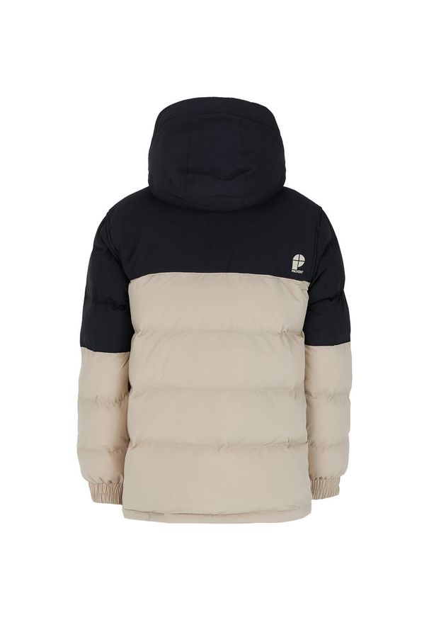 Protest - Kurtka narciarska/snowboardowa pikowana z kapturem zapinana na zamek Junior. Typ kołnierza: kaptur. Kolor: beżowy. Sezon: zima. Sport: snowboard, narciarstwo