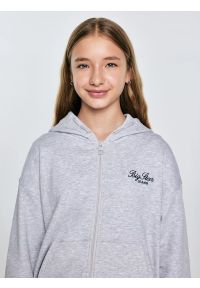 Big-Star - Bluza dziewczęca rozpinana z kapturem szara Milana 901. Okazja: na co dzień. Typ kołnierza: kaptur. Kolor: szary. Materiał: dzianina. Wzór: haft, melanż. Styl: elegancki, casual #3