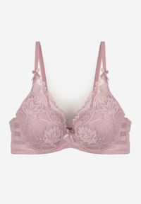 Renee - Fioletowy Biustonosz Zdobiony Koronką i Kokardami Morgavia. Kolor: fioletowy. Materiał: koronka. Wzór: koronka, aplikacja #7