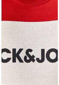 Jack & Jones - T-shirt. Okazja: na co dzień. Kolor: czerwony. Materiał: dzianina. Wzór: nadruk. Styl: casual