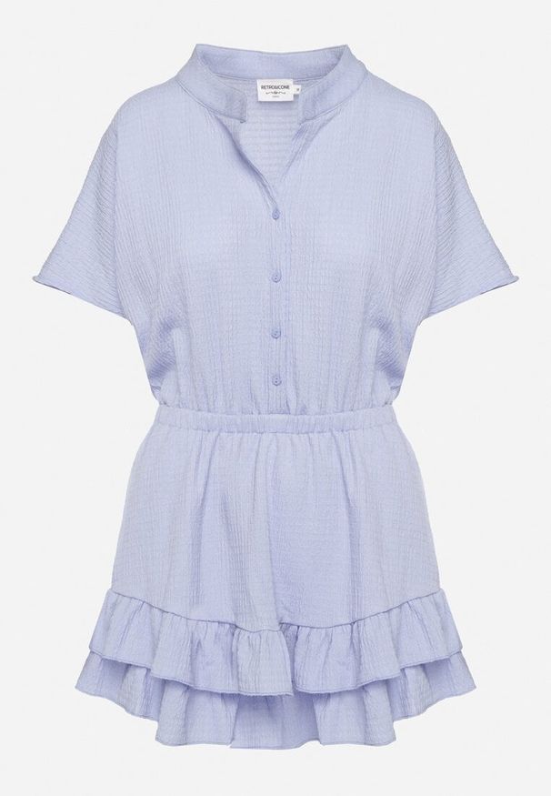 Born2be - Niebieski Taliowany Kombinezon z Gumką w Pasie Timata. Kolor: niebieski. Styl: elegancki