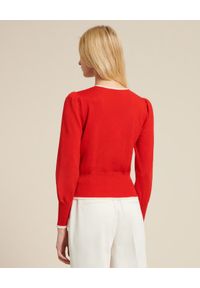 Luisa Spagnoli - LUISA SPAGNOLI - Czerwony sweter wełniany MEDLY. Typ kołnierza: dekolt kopertowy. Kolor: czerwony. Materiał: wełna. Długość rękawa: długi rękaw. Długość: długie #3