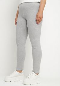 Born2be - Szare Bawełniane Legginsy z Gumką w Pasie Mevora. Okazja: na co dzień. Kolekcja: plus size. Kolor: szary. Materiał: bawełna. Styl: klasyczny, casual