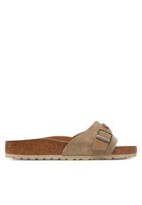 Birkenstock Klapki Oita 1028056 Brązowy. Kolor: brązowy. Materiał: skóra, zamsz