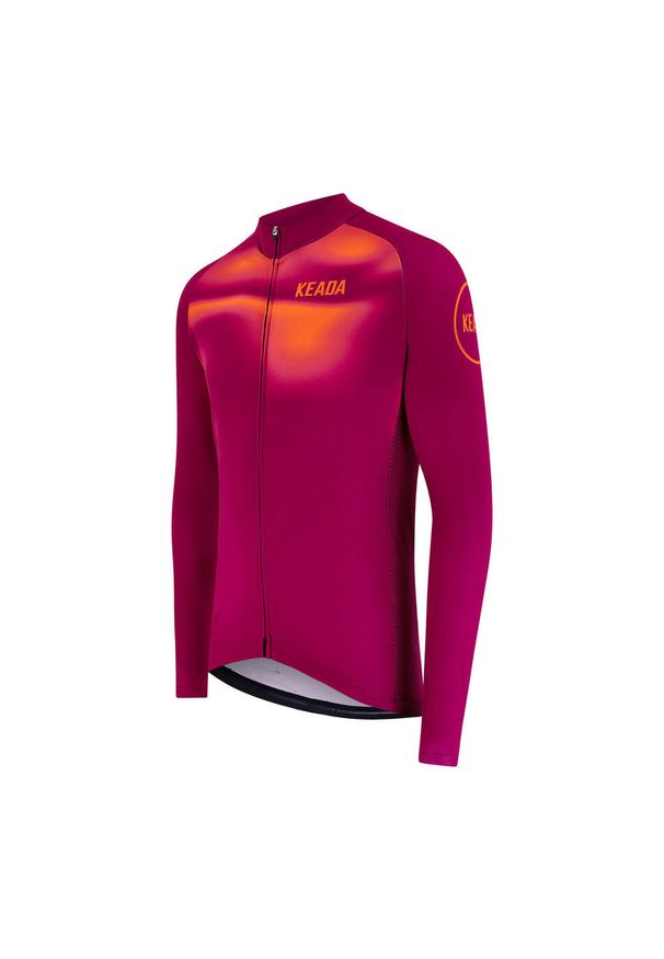 KEADA SPORTS - Męska koszulka rowerowa z długim rękawem - Onwards Three. Kolor: czerwony. Długość rękawa: długi rękaw. Długość: długie. Sport: kolarstwo
