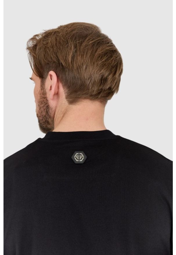 Philipp Plein - PHILIPP PLEIN Czarny męski t-shirt skull, Rozmiar L. Kolor: czarny