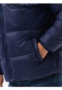 Ombre Clothing - Kurtka męska zimowa z kontrastową podszewką - ciemnoniebieska V1 - Rozmiar: L. Kolor: niebieski. Materiał: nylon, poliester, materiał. Sezon: zima #7