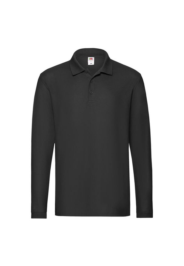 FRUIT OF THE LOOM - Męska Koszulka Polo Premium Z Długim Rękawem. Typ kołnierza: polo. Kolor: czarny. Długość rękawa: długi rękaw. Długość: długie