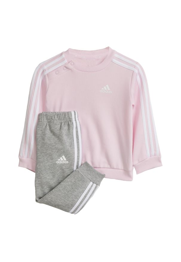 Adidas - Zestaw Essentials 3-Stripes Jogger Kids. Okazja: na uczelnię. Kolor: biały, różowy, wielokolorowy. Materiał: dresówka, materiał. Styl: sportowy