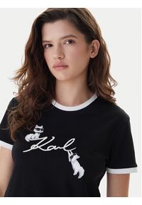 Karl Lagerfeld - KARL LAGERFELD T-Shirt B1W17040 Czarny Slim Fit. Typ kołnierza: dekolt w karo. Kolor: czarny. Materiał: bawełna #2