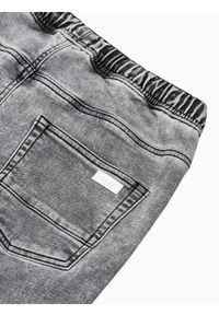 Ombre Clothing - Krótkie spodenki męskie jeansowe W219 - szare - XXL. Kolor: szary. Materiał: jeans. Długość: krótkie. Wzór: aplikacja