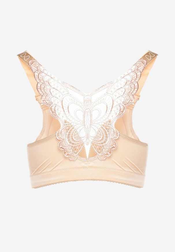 Renee - Czerwony Biustonosz z Ozdobną Koronką na Plecach i Zapięciem z Cyrkoniami Ferna. Kolor: czerwony. Materiał: koronka. Wzór: koronka