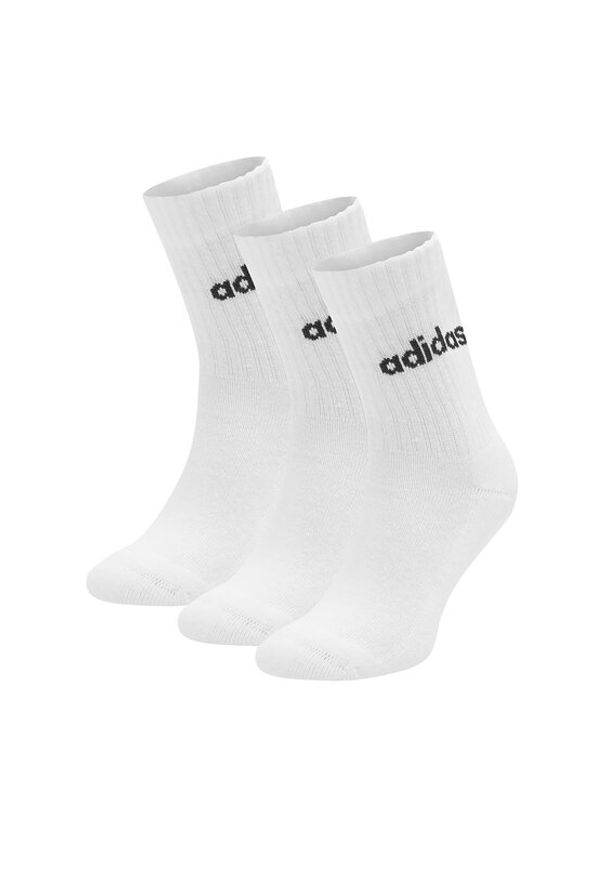 Adidas - adidas Zestaw 3 par wysokich skarpet damskich HT3455 3-PACK Biały. Kolor: biały. Materiał: bawełna